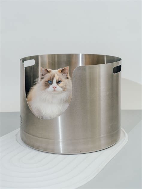 covered metal litter box|stainless steel litter box with high sides.